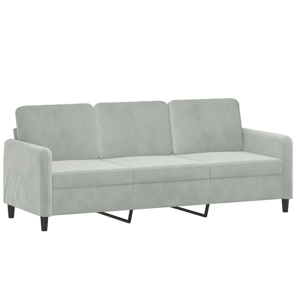 Light Gray Velvet 3-Seater Sofa H6214