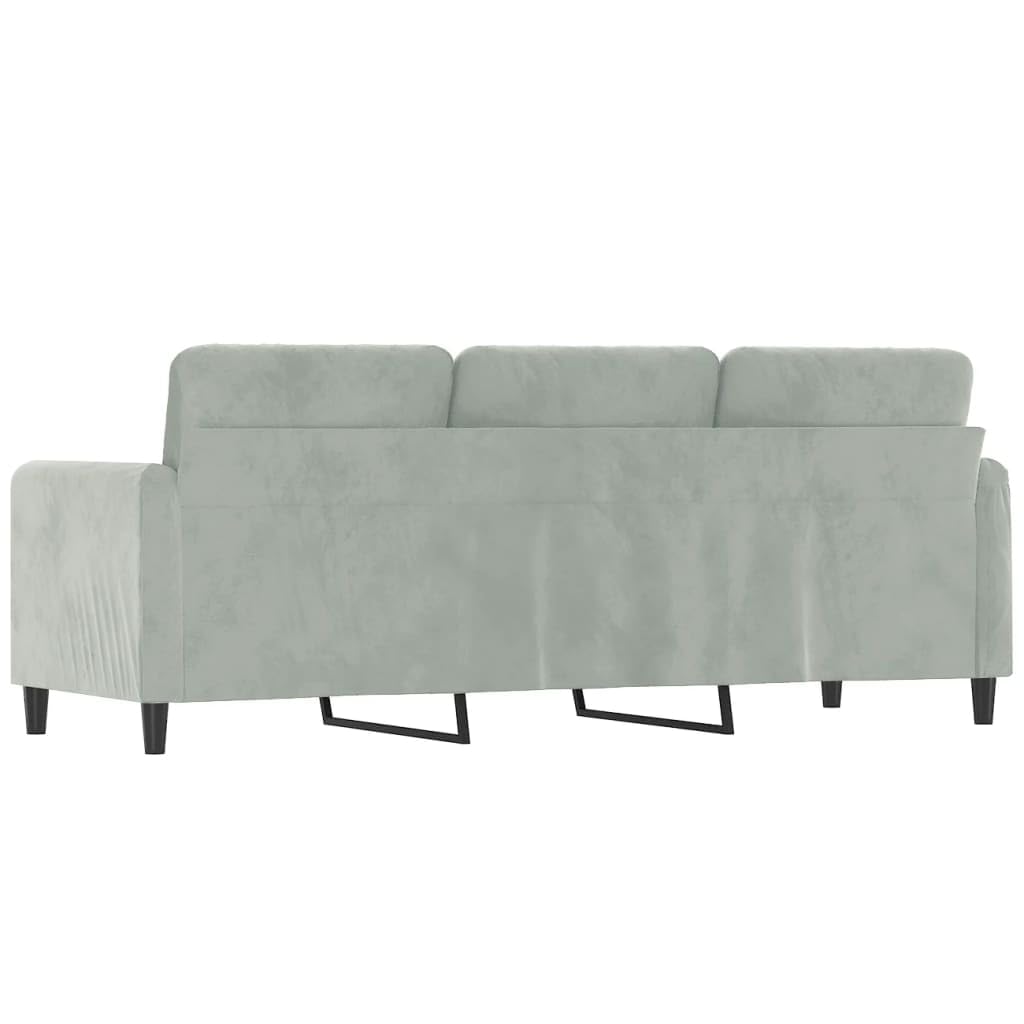 Light Gray Velvet 3-Seater Sofa H6214