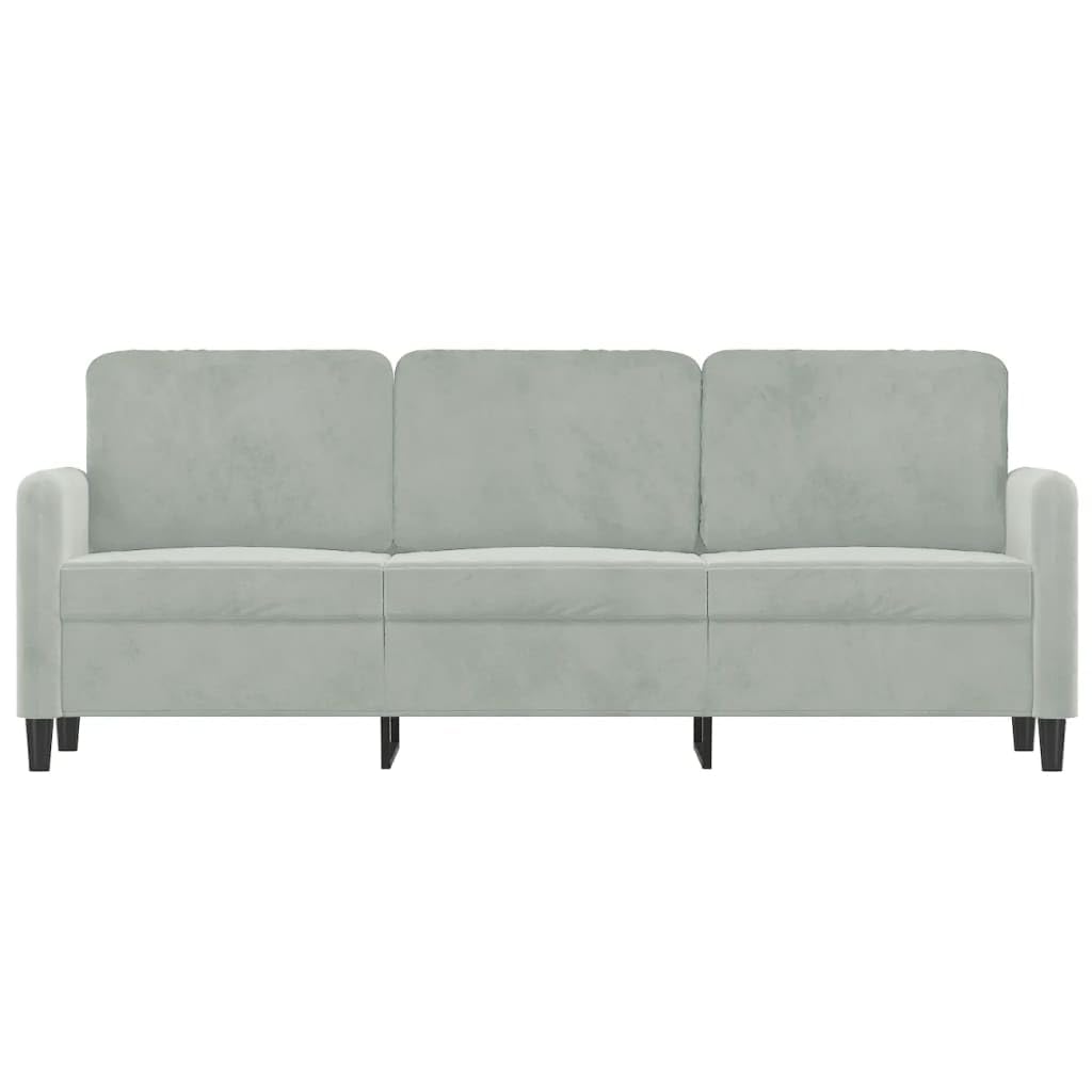 Light Gray Velvet 3-Seater Sofa H6214