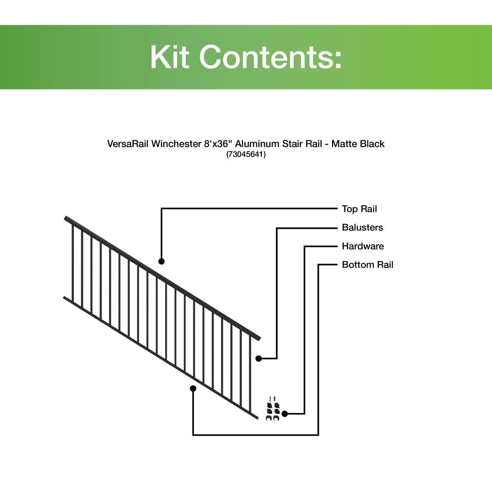 8’ x 36” Matte Black Aluminum Stair Kit F398773