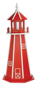 Cardinal Red Poly & Wood Hybrid Lighthouse with Solar LED Light, 70" Tall X99869
