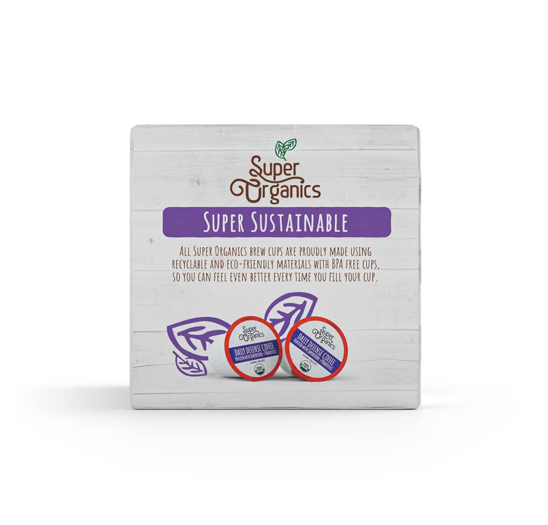 Organic Dark Roast Coffee K Cups with Superfoods and Probiotics, 10ct Single Serve Cups O4177