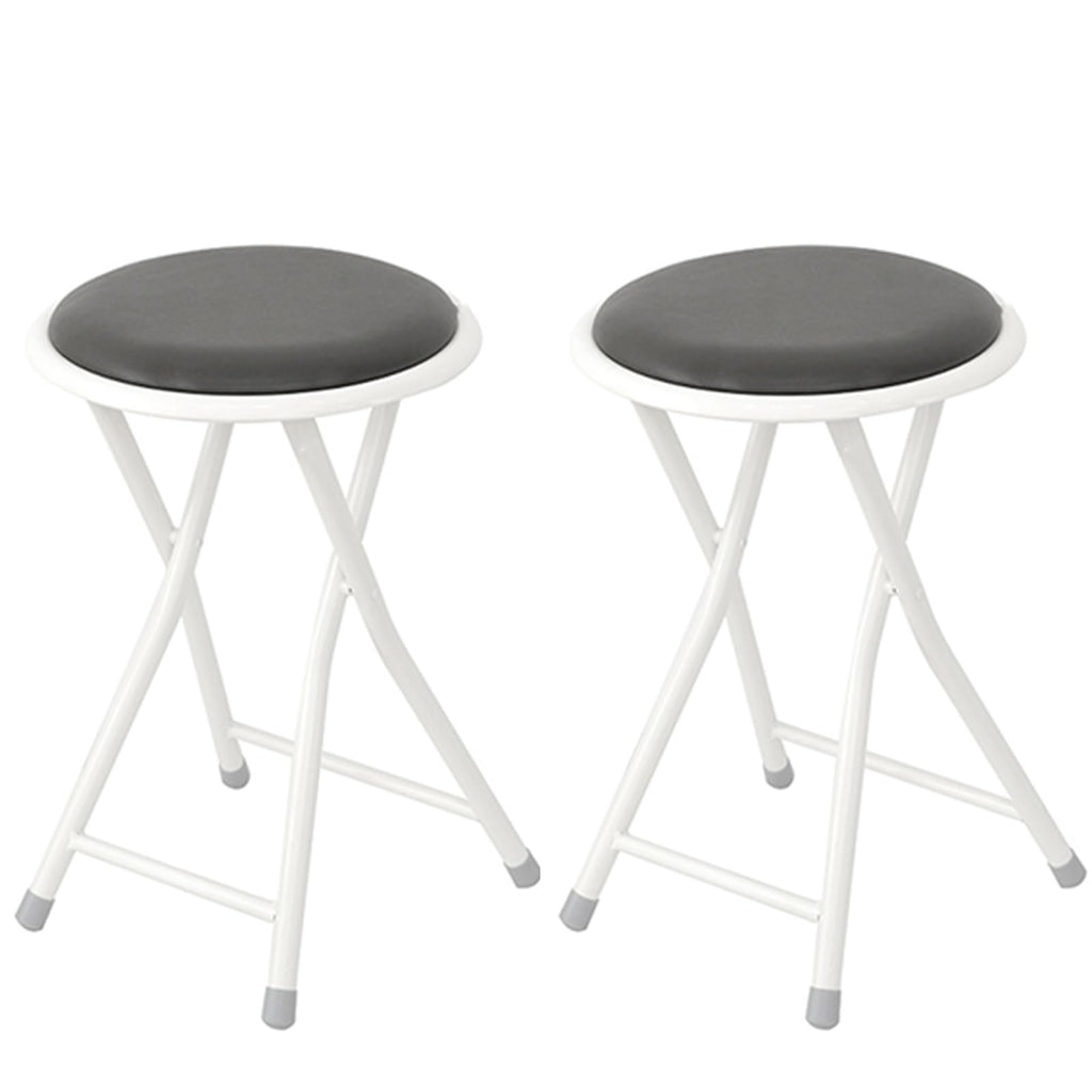 Set of 2 Pcs 18 Inch Round Padded Folding Bar Stool S545567