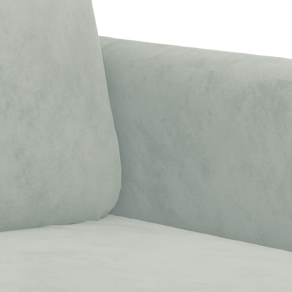 Light Gray Velvet 3-Seater Sofa H6214