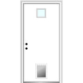 Steel Primed Right Hand In-Swing Prehung Front Door with Pet Door Clear Glass 36" x 80" P2238