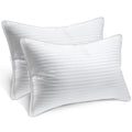 King Size Set of 2 Firm Down Alternative Striped White Pillows L598
