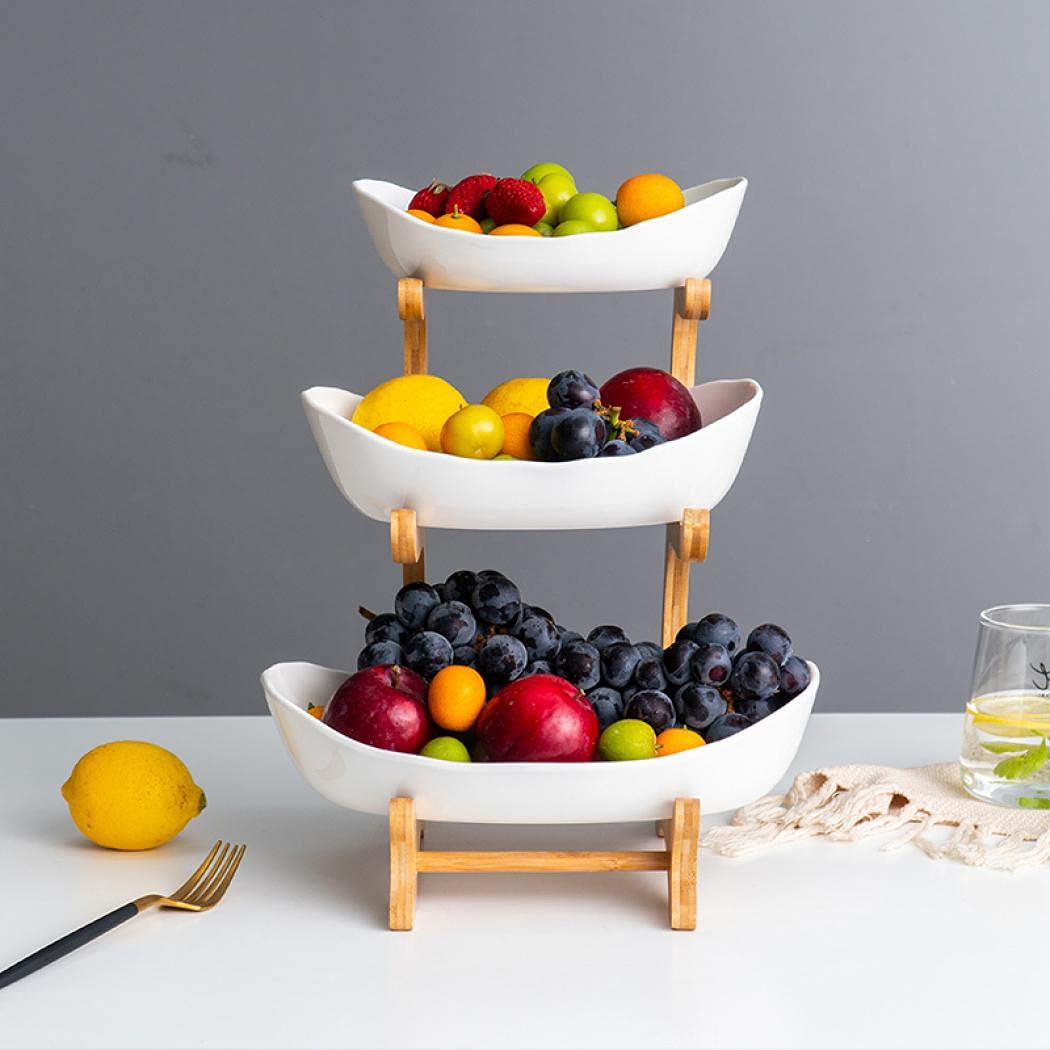 3 Tier White Ceramic Fruit Basket M264297