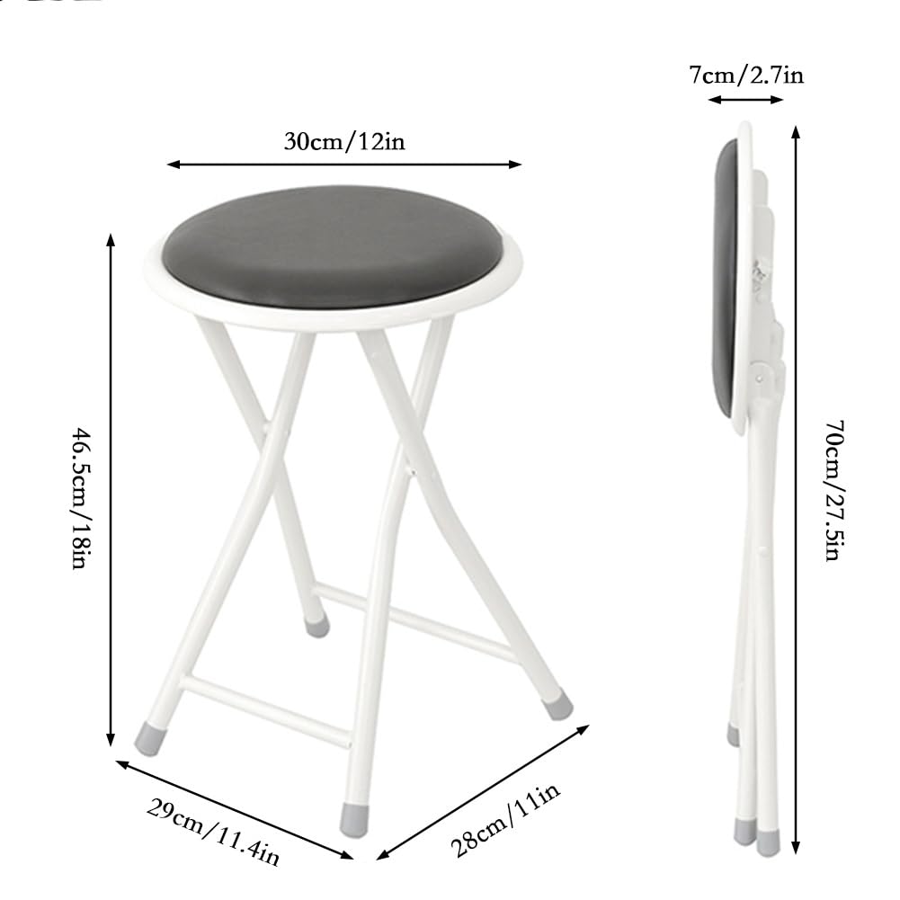 Set of 2 Pcs 18 Inch Round Padded Folding Bar Stool S545567