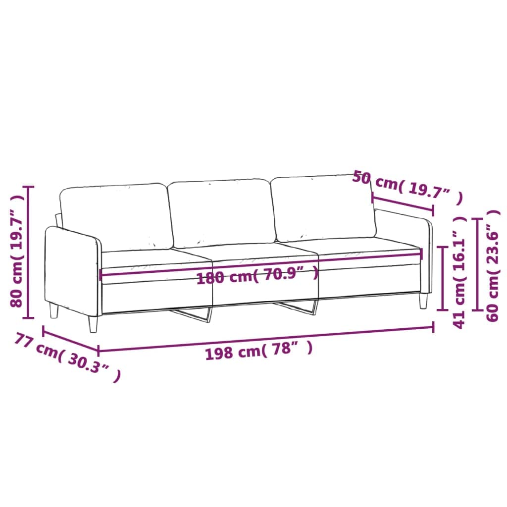 Light Gray Velvet 3-Seater Sofa H6214