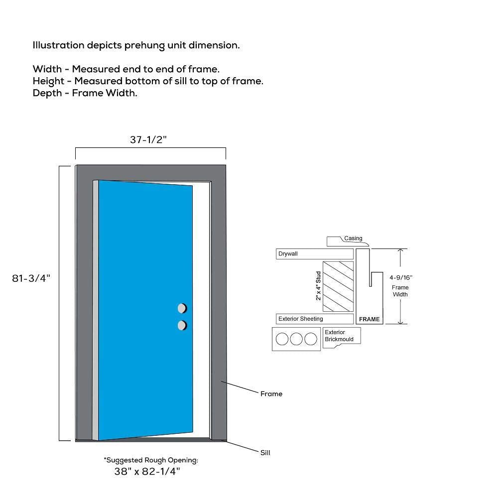 Exterior Single Door Steel 36" x 80" 5-Lite Left-Hand Inswing P194