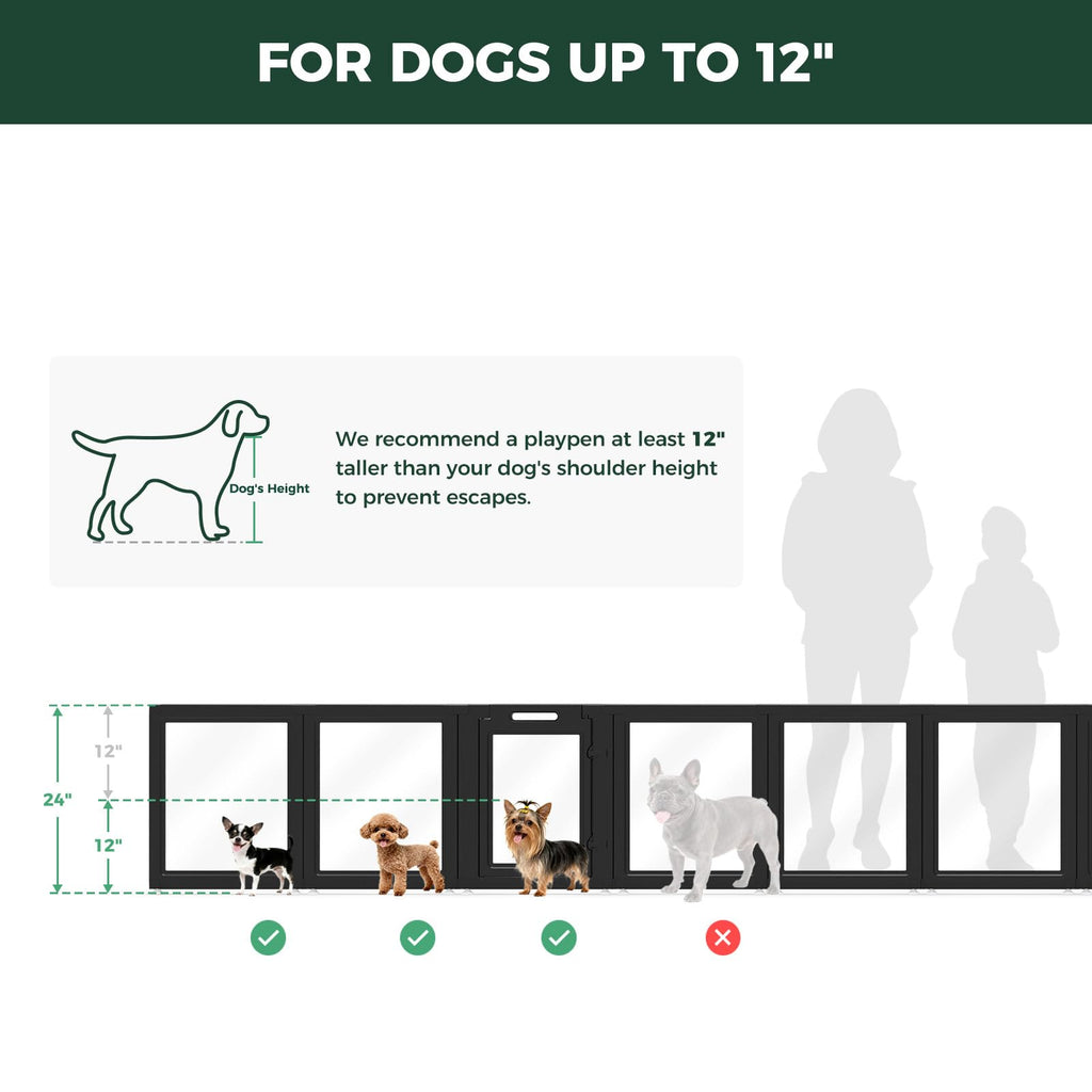 Clear Acrylic 24" H 16 Panels Dog Playpen U418630