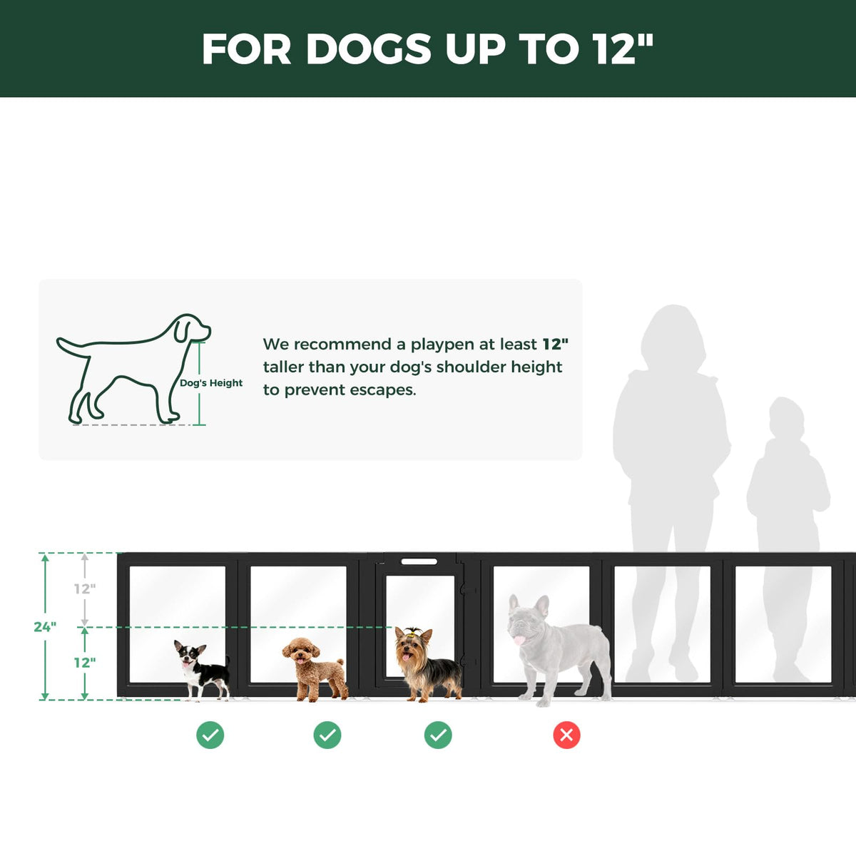 Clear Acrylic 24" H 16 Panels Dog Playpen U418630
