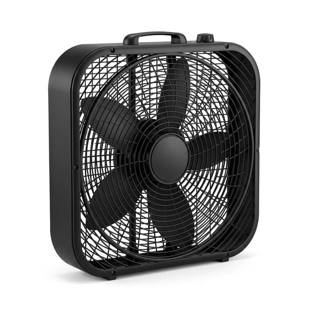 20 Inch 3 Speeds Black Box Fan with Steel Frame J36401