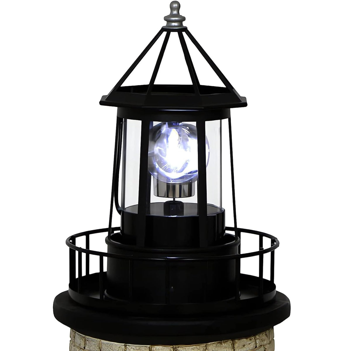 Black IP65 Waterproof Solar Rotating Lighthouse Light J741576