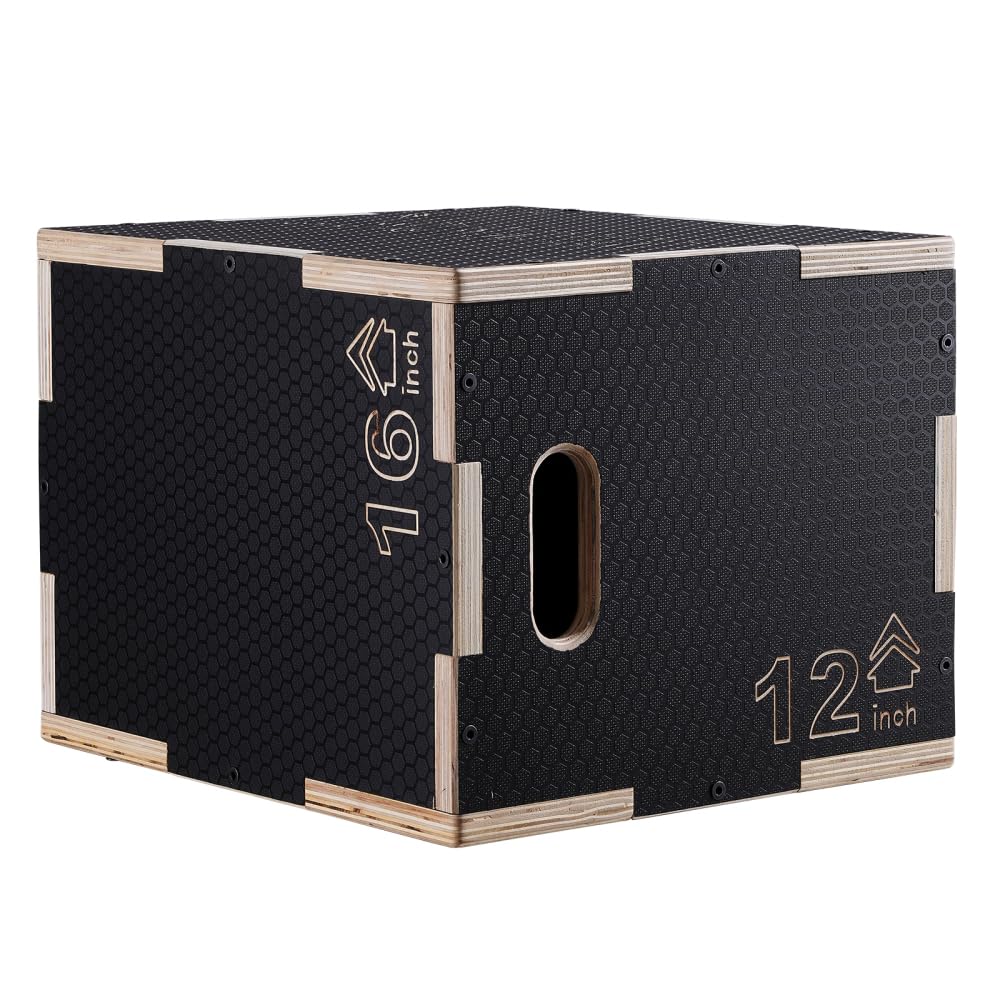 Wooden Plyometric Jump Box 16/14/12-Inch Anti-Slip T771