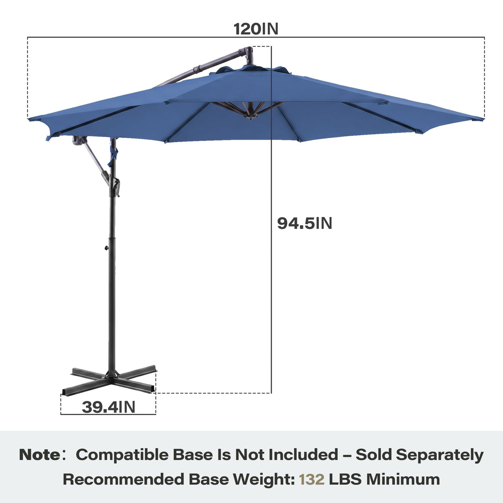 10ft Navy Blue Offset Cantilever Patio Umbrella D7391