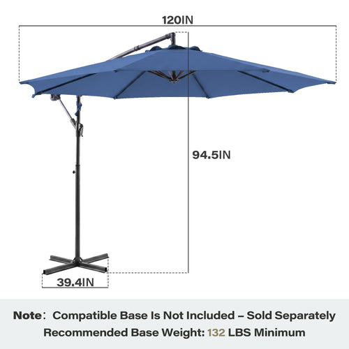 10ft Navy Blue Offset Cantilever Patio Umbrella D7391