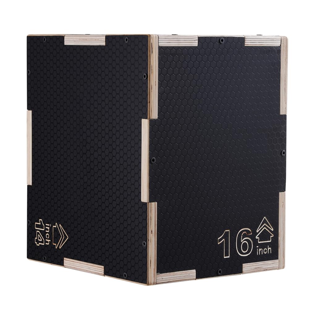 Wooden Plyometric Jump Box 16/14/12-Inch Anti-Slip T771