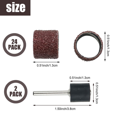 26 Pack Nail Grinder Replacement Kit Sanding Drum Set J787706