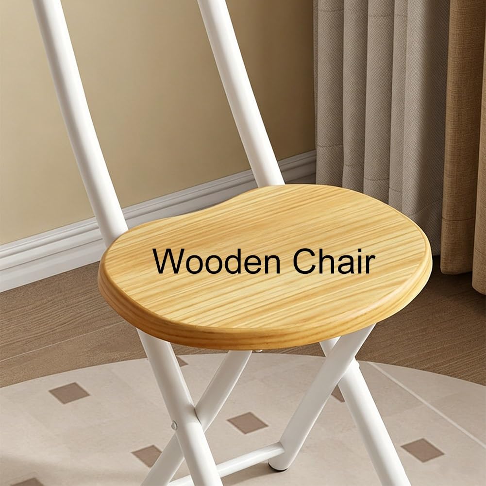 18 inch Folding Stool with Backrest, Portable Lightweight Metal Chair with Non-Slip Feet W350