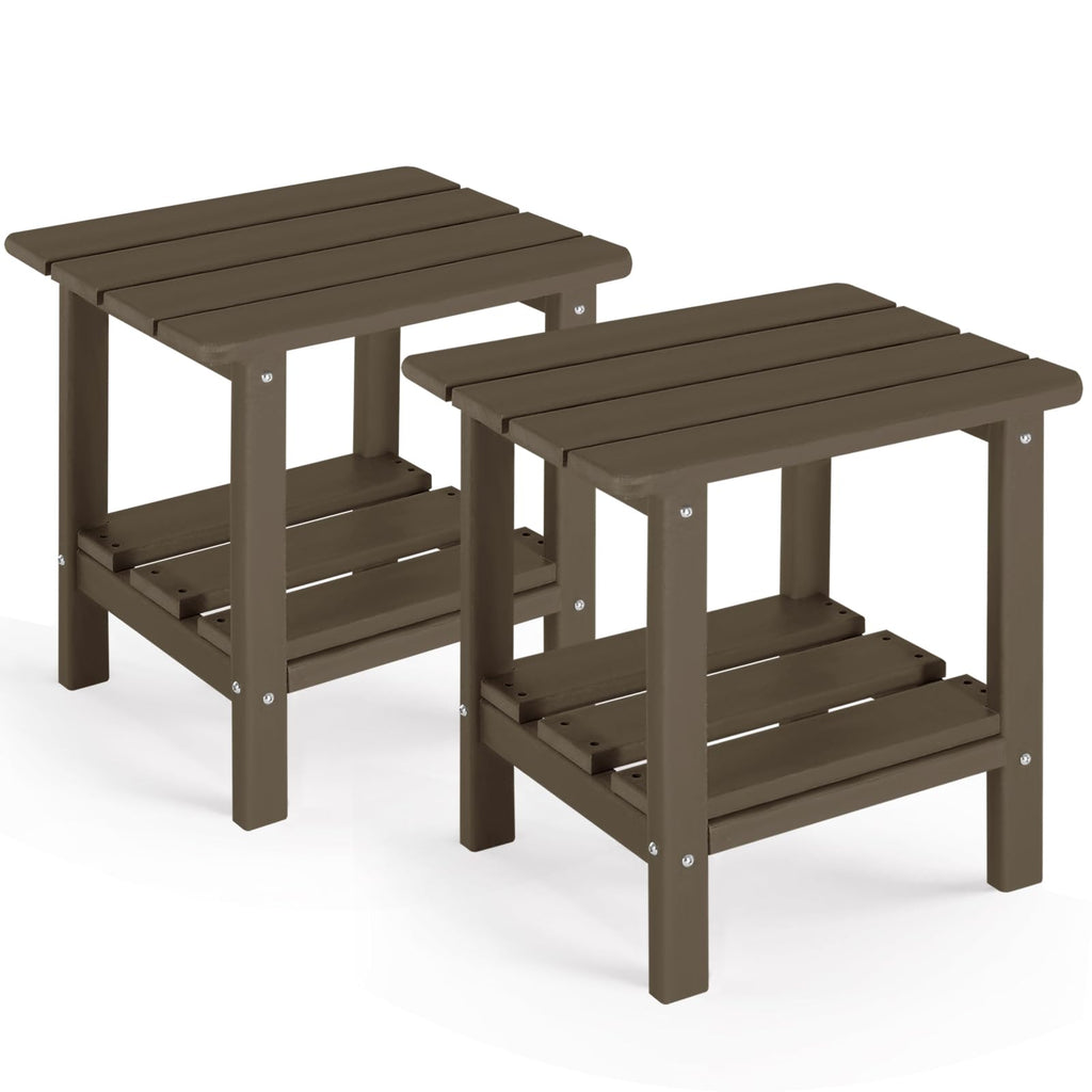 Set of 2 Dark Brown HDPE Storage Side Table L695