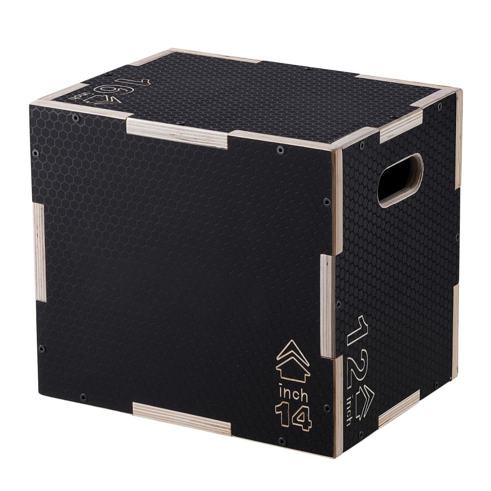 Wooden Plyometric Jump Box 16/14/12-Inch Anti-Slip T771