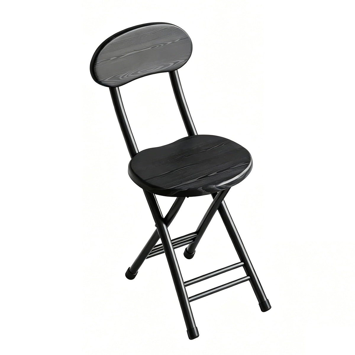 18 inch Folding Stool with Backrest, Portable Lightweight Metal Chair with Non-Slip Feet W350