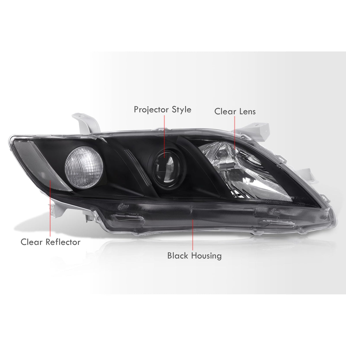 Black Clear Lens Projector Headlights Pair Set X8416