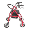 Red Height Adjustable Steel Rolling Walker with Seat C68289