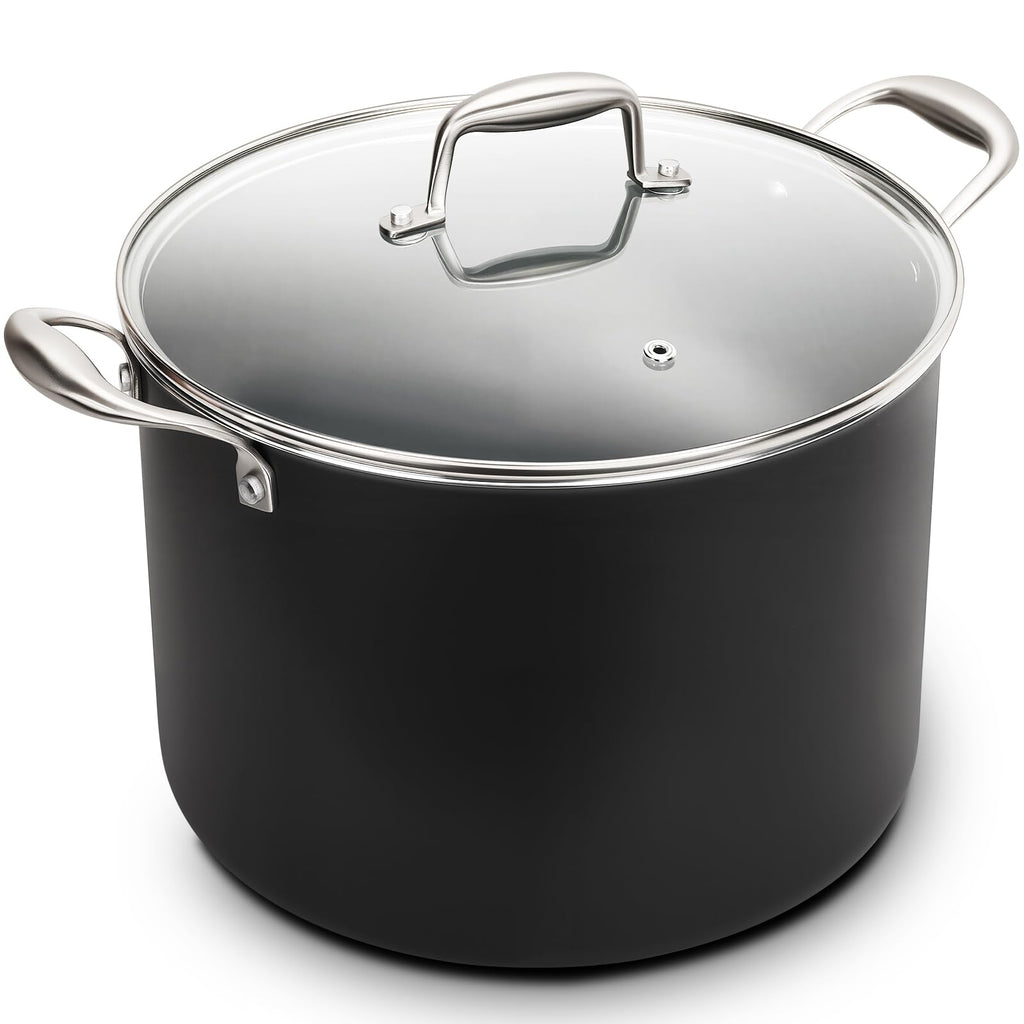 16QT Nonstick Ceramic Stock Pot with Tempered Glass Lid O153732