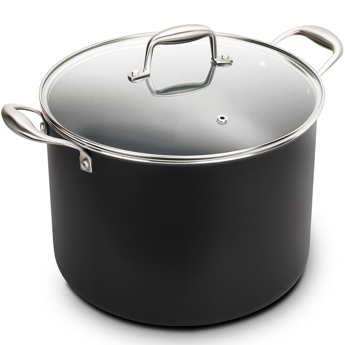 16QT Nonstick Ceramic Stock Pot with Tempered Glass Lid O153732