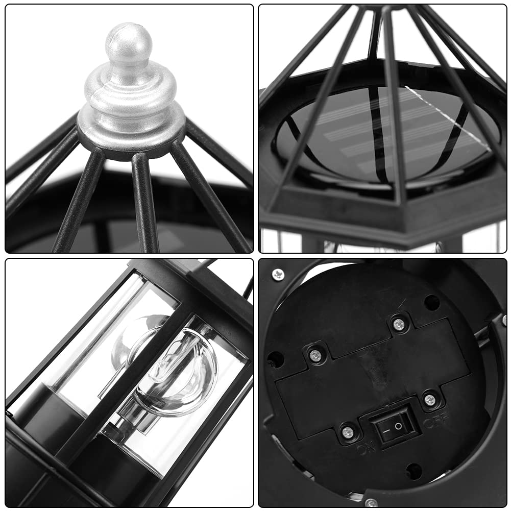Black IP65 Waterproof Solar Rotating Lighthouse Light J741576