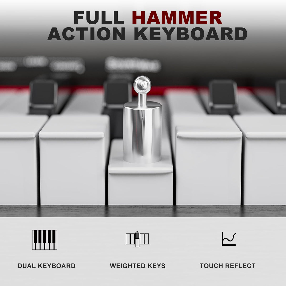 88-Key Weighted Hammer Action Digital Piano with Bench, 3 Pedal Wood Stand, White L778309