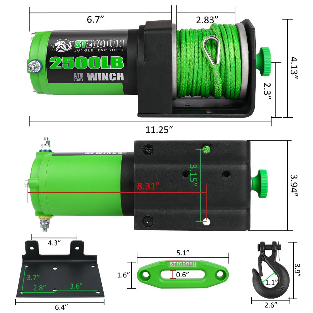 2500 lb. 12V Waterproof Synthetic Rope Electric Winch H58432