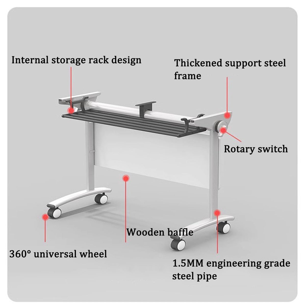 Folding Table with Locking Wheels L13623