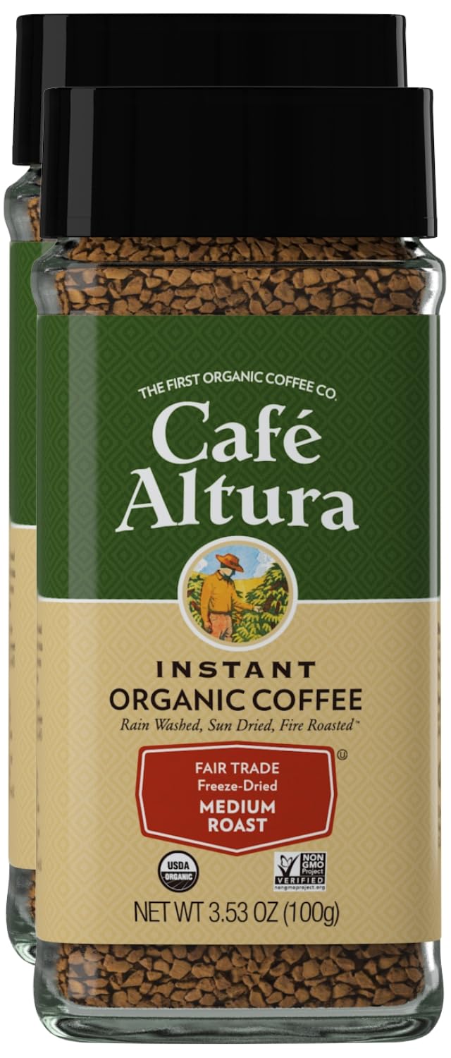 Organic Medium Roast Instant Coffee 3.53 Oz Pack of 2 B34560
