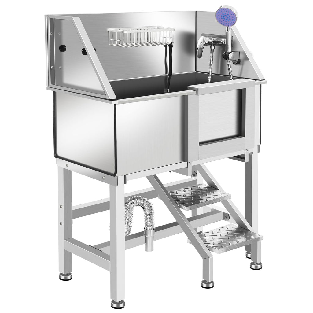 Stainless Steel Dog Washing Station with Stairs E779