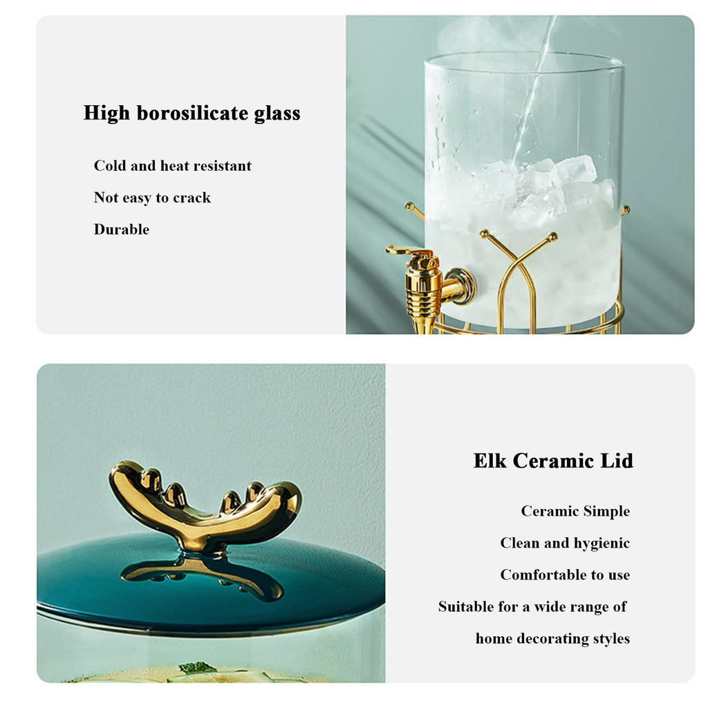 Glass Beverage Dispenser with Stand and Spigot I76329