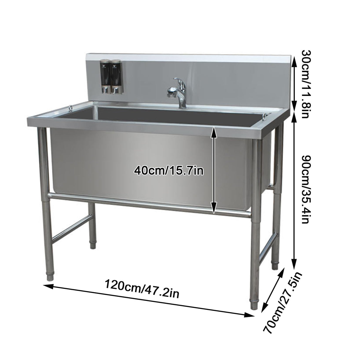 47" Stainless Steel Dog Grooming Tub with Stairs W86359