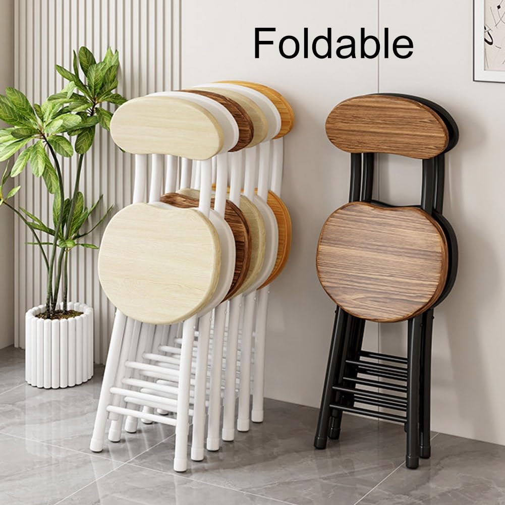 18 inch Folding Stool with Backrest, Portable Lightweight Metal Chair with Non-Slip Feet W350