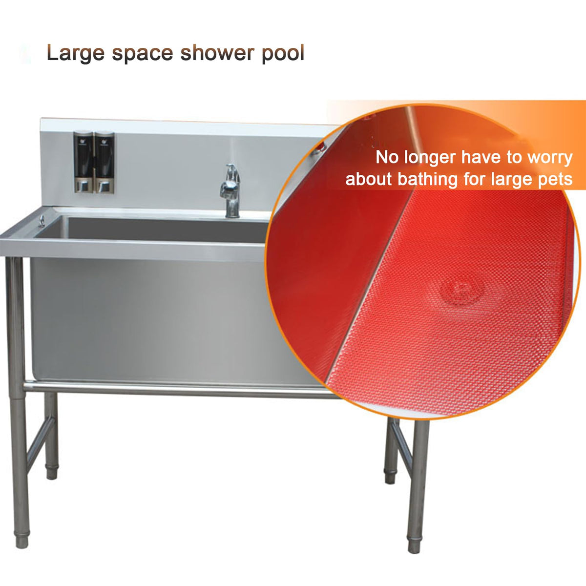 47" Stainless Steel Dog Grooming Tub with Stairs W86359