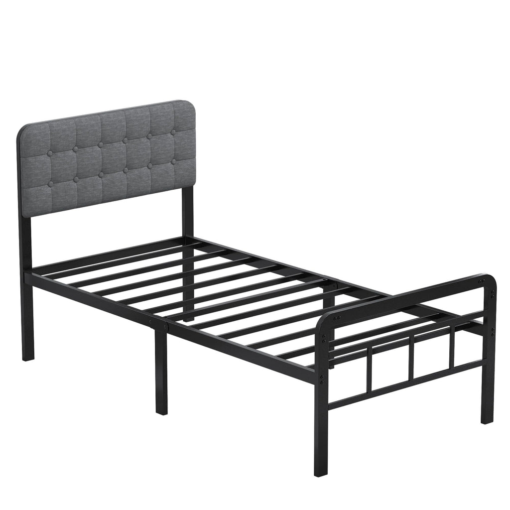 16 Inch Twin XL Upholstered Metal Bed Frame F76536