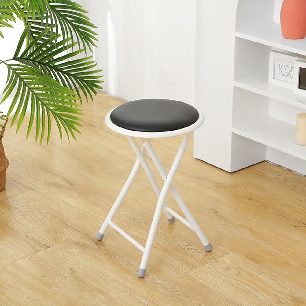 Set of 2 Pcs 18 Inch Round Padded Folding Bar Stool S545567