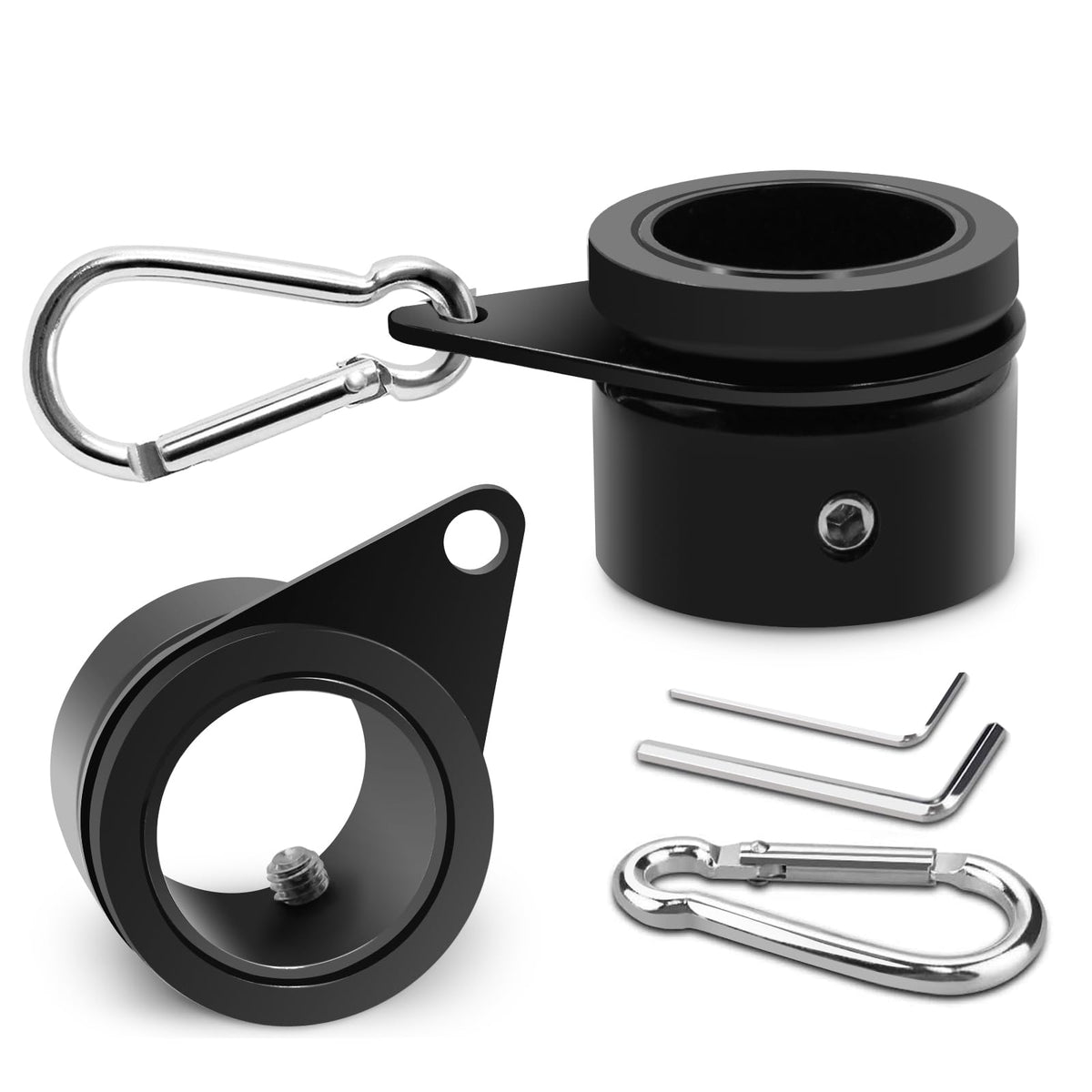 Aluminum Alloy 360° Rotating Flag Pole Rings with Carabiner, Pack of 2 R49342