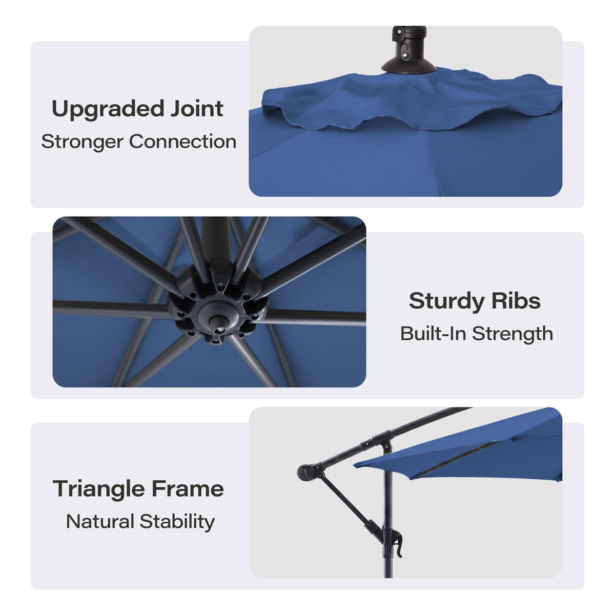 10ft Navy Blue Offset Cantilever Patio Umbrella D7391