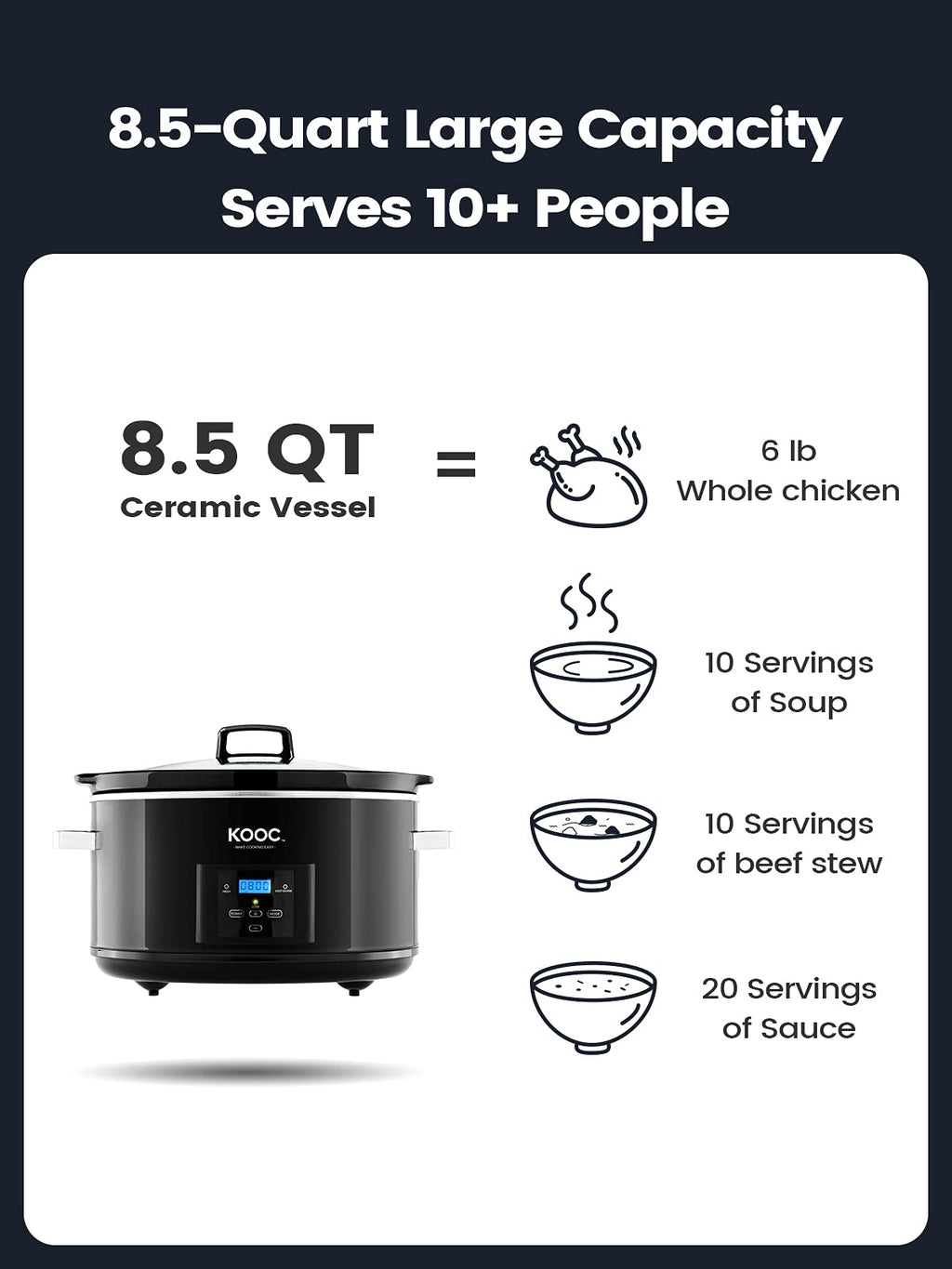 8.5-Quart Programmable Slow Cooker with Digital Countdown Timer, Black, Oval D3028