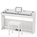 88-Key Weighted Hammer Action Digital Piano with Bench, 3 Pedal Wood Stand, White L778309