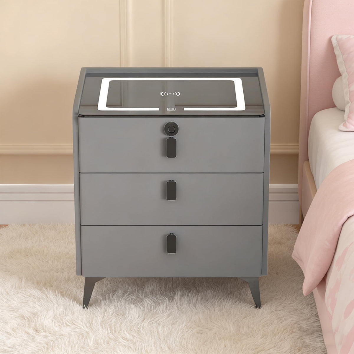 Wireless Charging Fingerprint Lock Nightstand F290