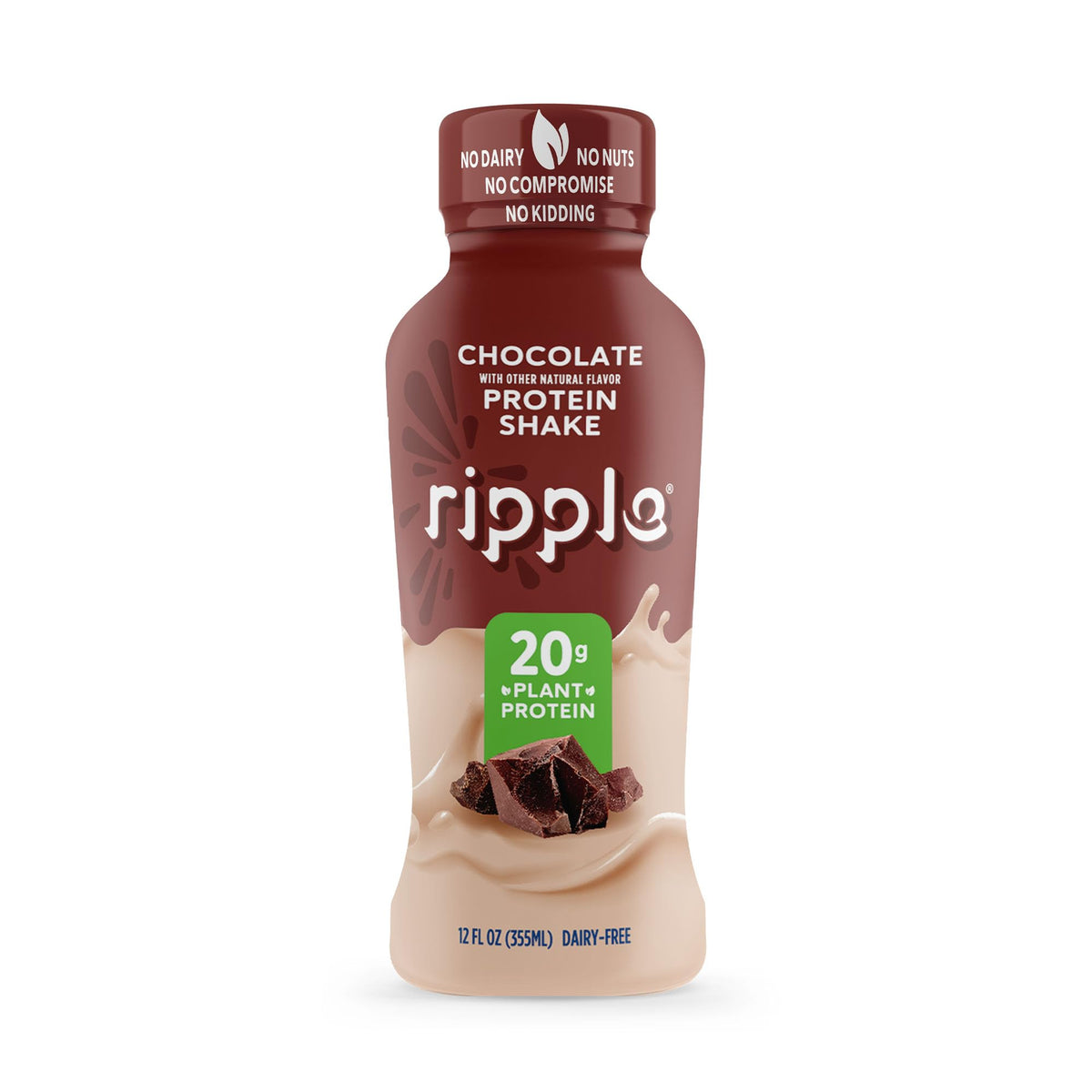 Chocolate Plant Based Protein Shake 20g Pea Protein Vegan Non GMO 12 Fl Oz Bottles Pack of 12 H771837