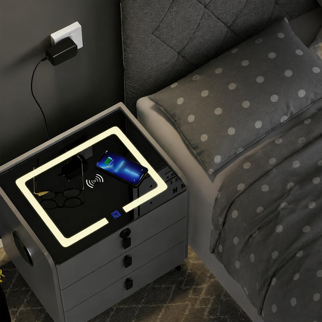 Wireless Charging Fingerprint Lock Nightstand F290
